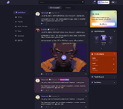 Myna social media interface in a dark purple theme